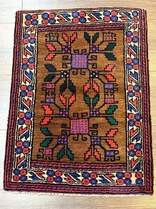 Small Persian Baluchi Rug, Tribal Rug, Brown, Multicolor - Nuvé