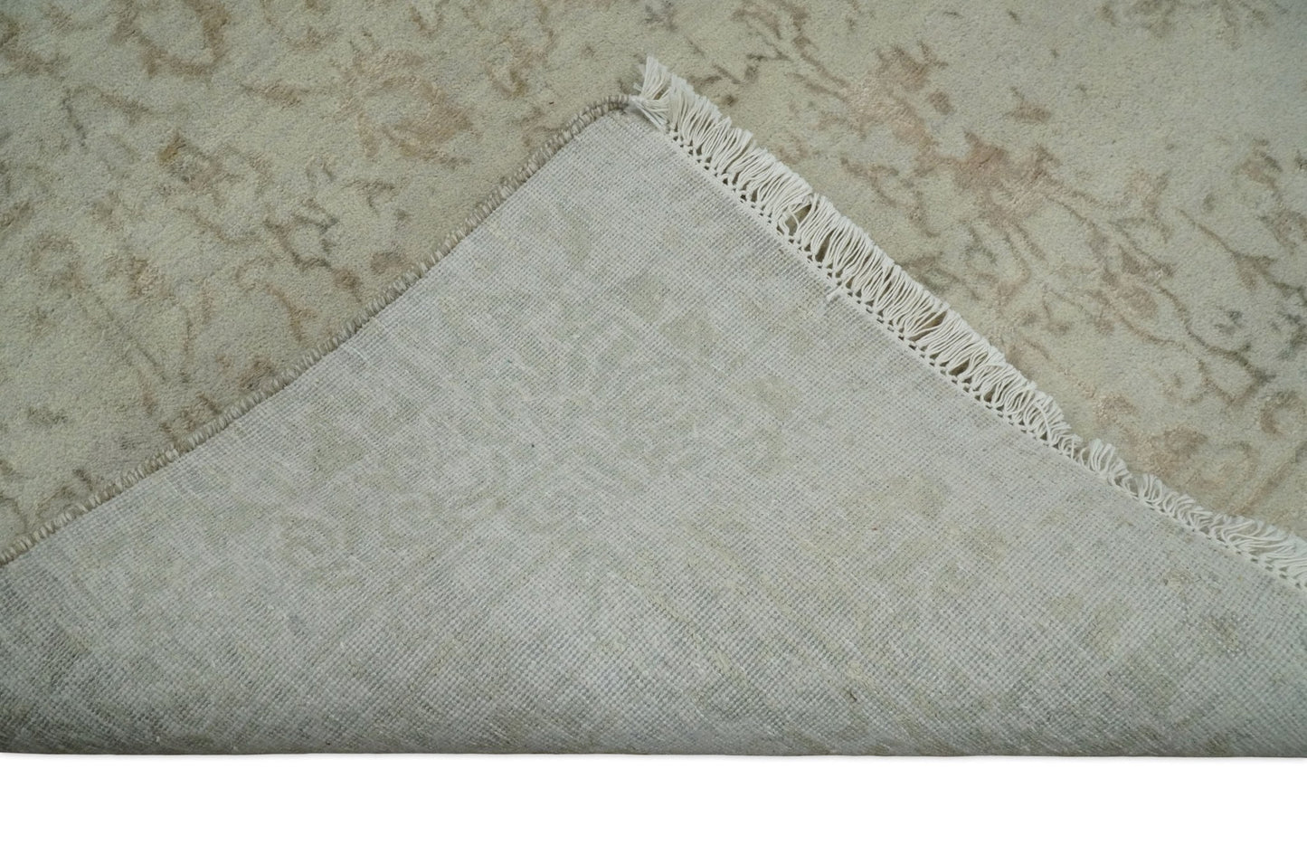 5x7 Fine Hand Knotted Beige and Brown Traditional Vintage Persian Style Antique Wool and Silk Rug | AGR50 - Nuvé