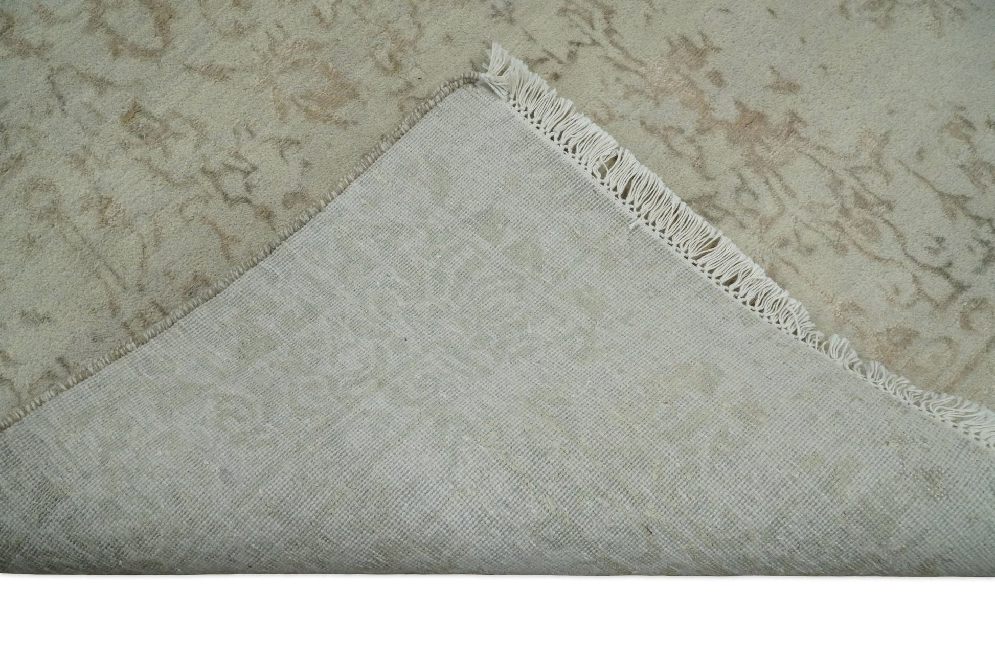 5x7 Fine Hand Knotted Beige and Brown Traditional Vintage Persian Style Antique Wool and Silk Rug | AGR50 - Nuvé