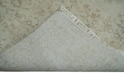 5x7 Fine Hand Knotted Beige and Brown Traditional Vintage Persian Style Antique Wool and Silk Rug | AGR50 - Nuvé