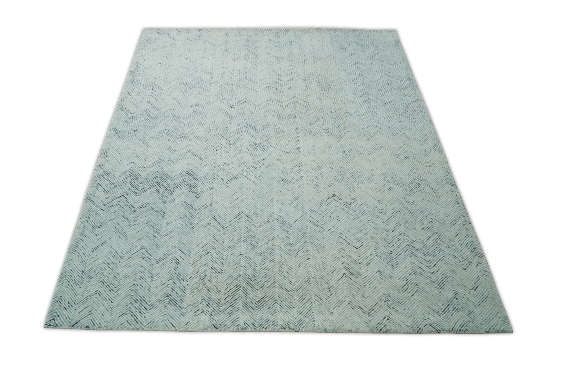 5x8 and 8x10 Hand Made Woolen Modern Blue and Ivory Area Rug | EVE001 - Nuvé
