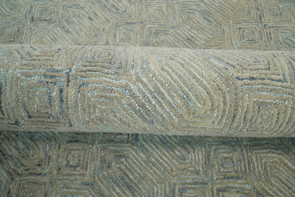 5x8 and 8x10 Hand Made Woolen Modern Camel and Blue Area Rug | EVE004 - Nuvé