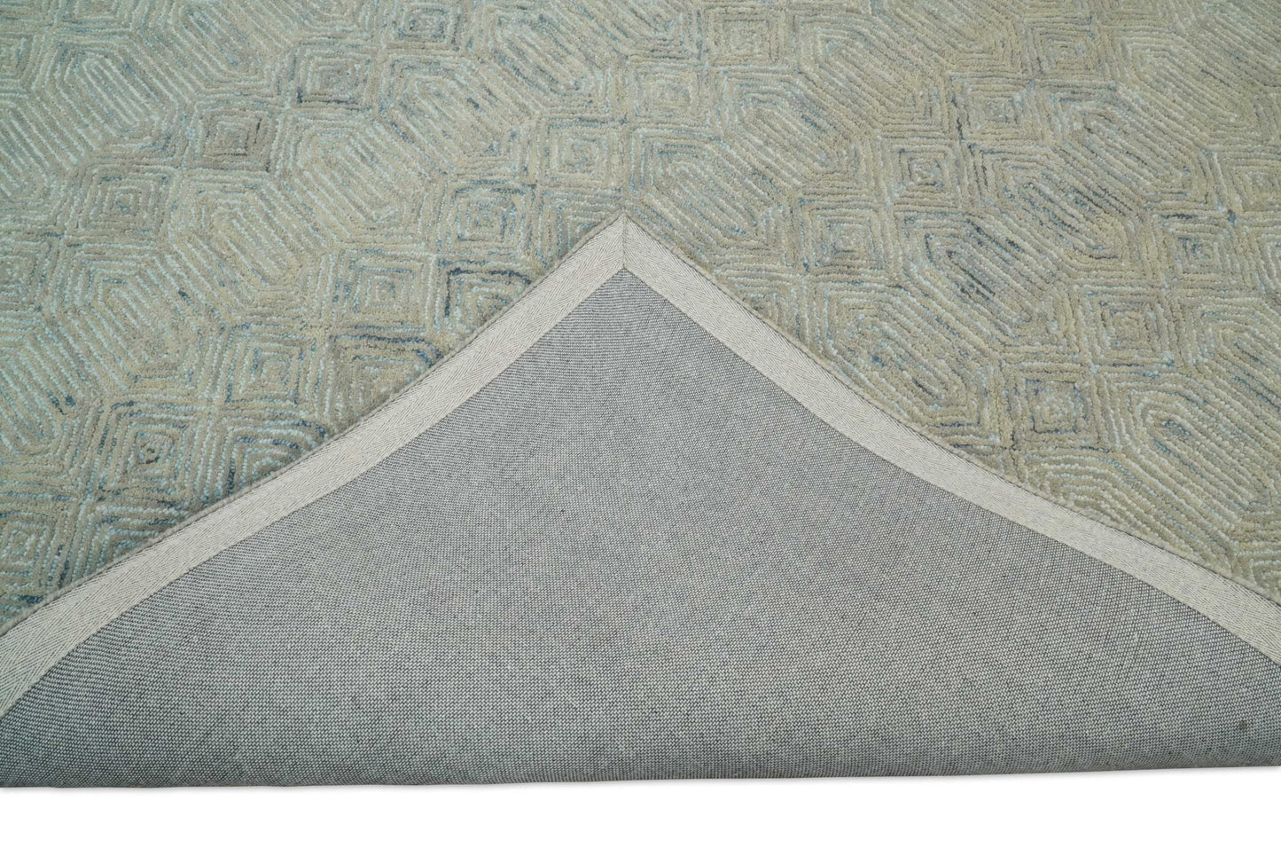 5x8 and 8x10 Hand Made Woolen Modern Camel and Blue Area Rug | EVE004 - Nuvé