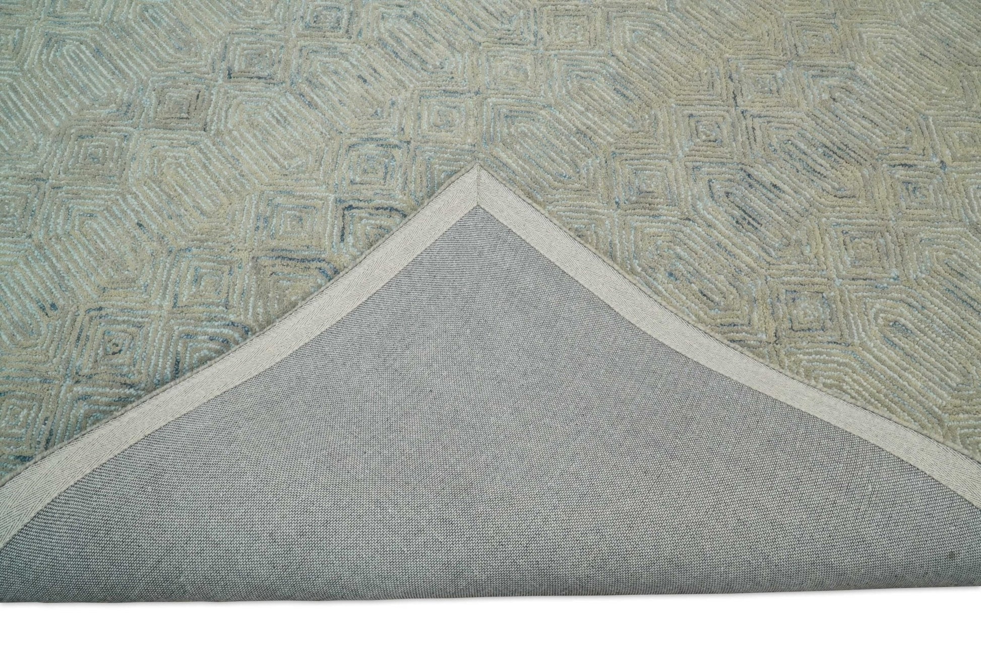 5x8 and 8x10 Hand Made Woolen Modern Camel and Blue Area Rug | EVE004 - Nuvé