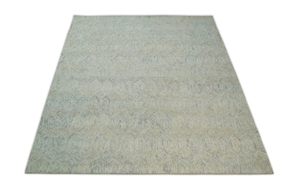 5x8 and 8x10 Hand Made Woolen Modern Camel and Blue Area Rug | EVE004 - Nuvé