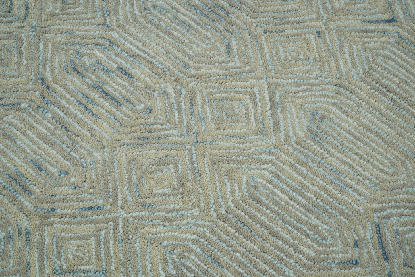 5x8 and 8x10 Hand Made Woolen Modern Camel and Blue Area Rug | EVE004 - Nuvé