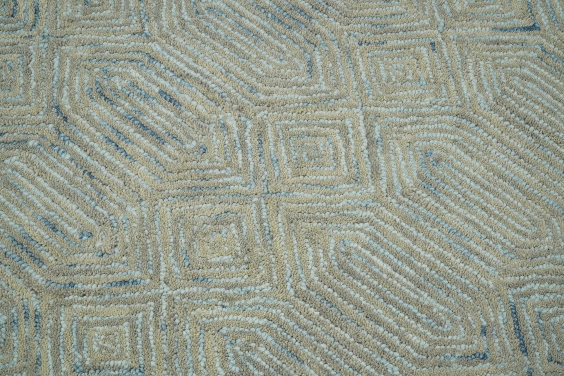 5x8 and 8x10 Hand Made Woolen Modern Camel and Blue Area Rug | EVE004 - Nuvé