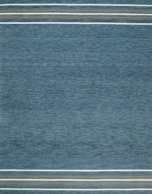 5x8 and 8x10 Hand Made Woolen Modern Solid Blue Area Rug | NAU004 - Nuvé