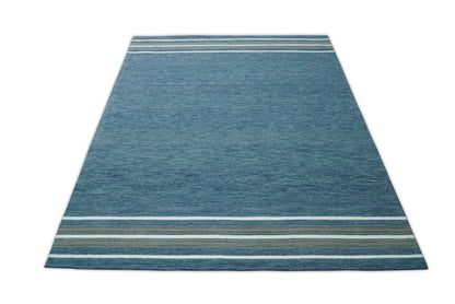 5x8 and 8x10 Hand Made Woolen Modern Solid Blue Area Rug | NAU004 - Nuvé
