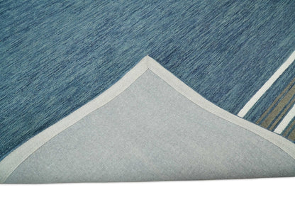 5x8 and 8x10 Hand Made Woolen Modern Solid Blue Area Rug | NAU004 - Nuvé