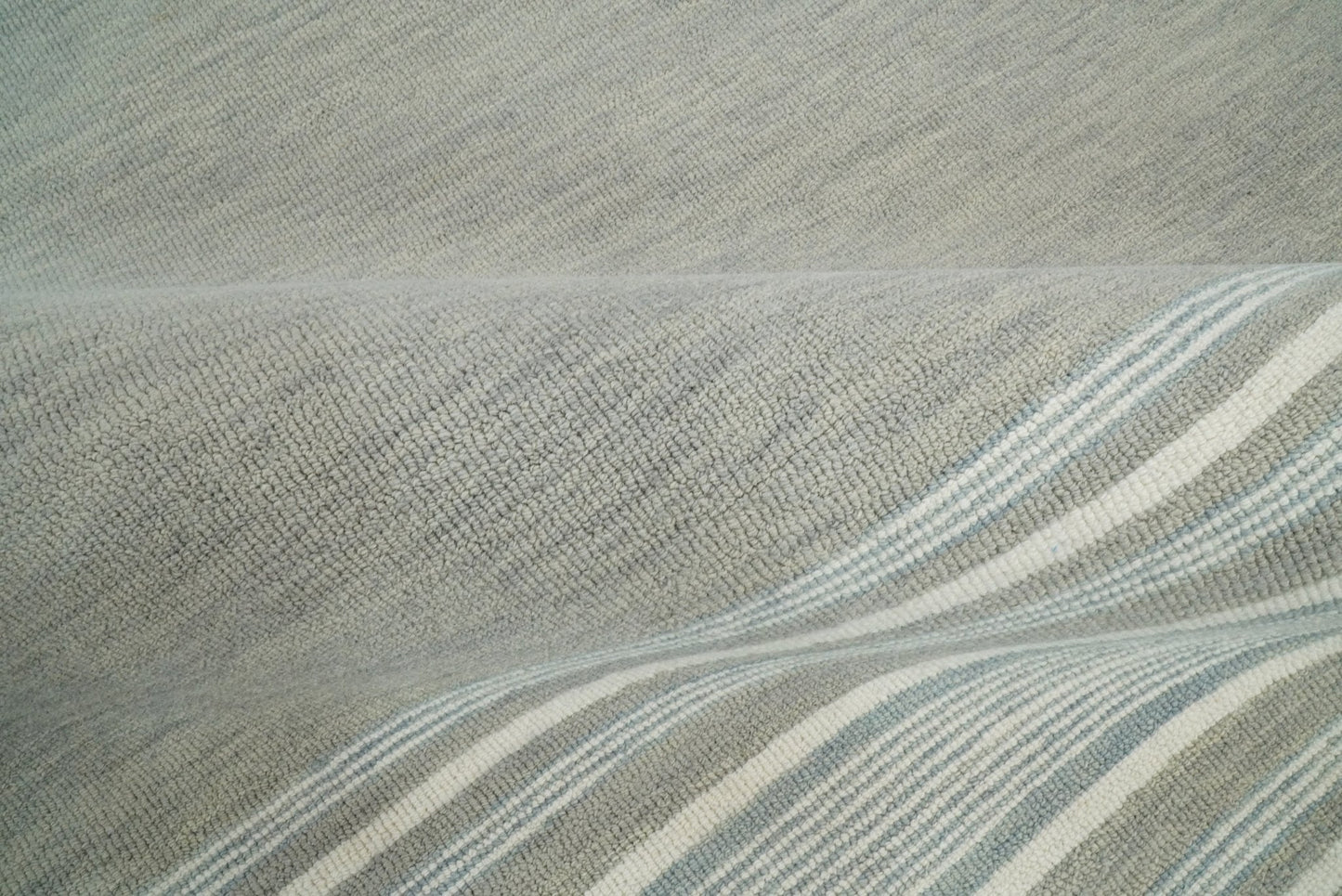 5x8 and 8x10 Hand Made Woolen Modern Stripes Ivory and Grey Area Rug | NAU003 - Nuvé