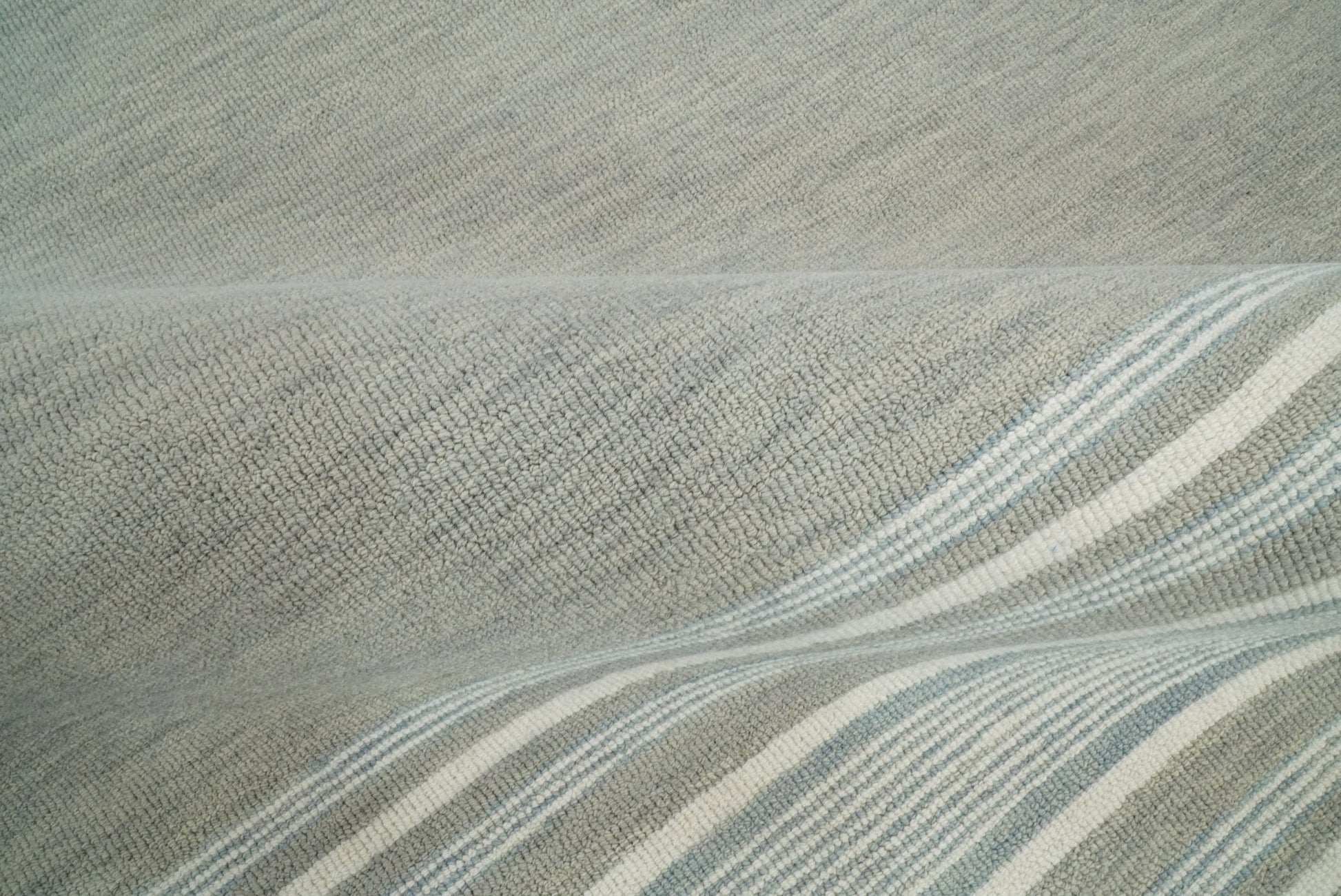 5x8 and 8x10 Hand Made Woolen Modern Stripes Ivory and Grey Area Rug | NAU003 - Nuvé