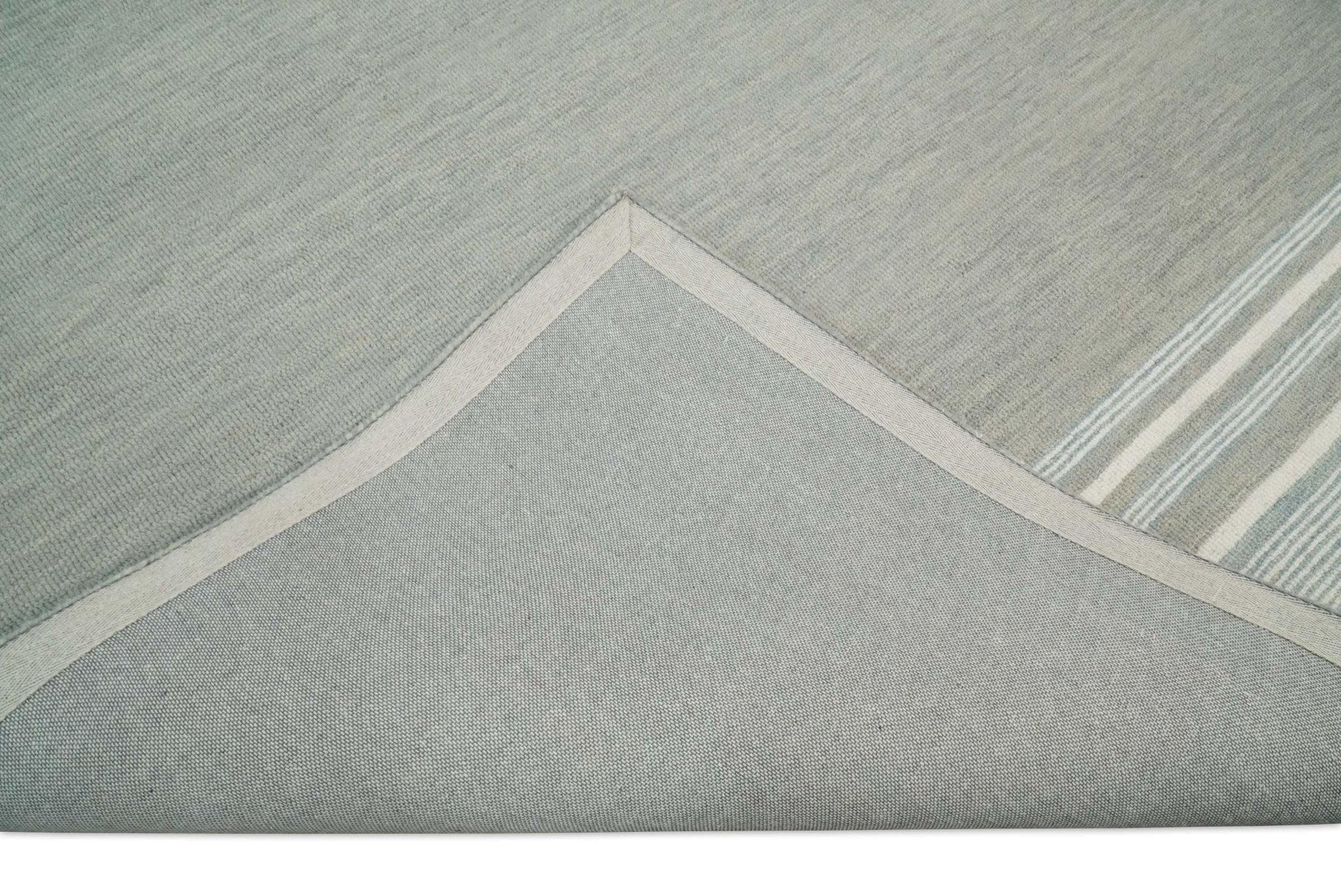 5x8 and 8x10 Hand Made Woolen Modern Stripes Ivory and Grey Area Rug | NAU003 - Nuvé
