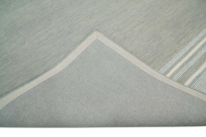 5x8 and 8x10 Hand Made Woolen Modern Stripes Ivory and Grey Area Rug | NAU003 - Nuvé
