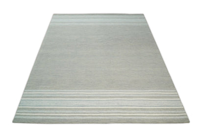 5x8 and 8x10 Hand Made Woolen Modern Stripes Ivory and Grey Area Rug | NAU003 - Nuvé