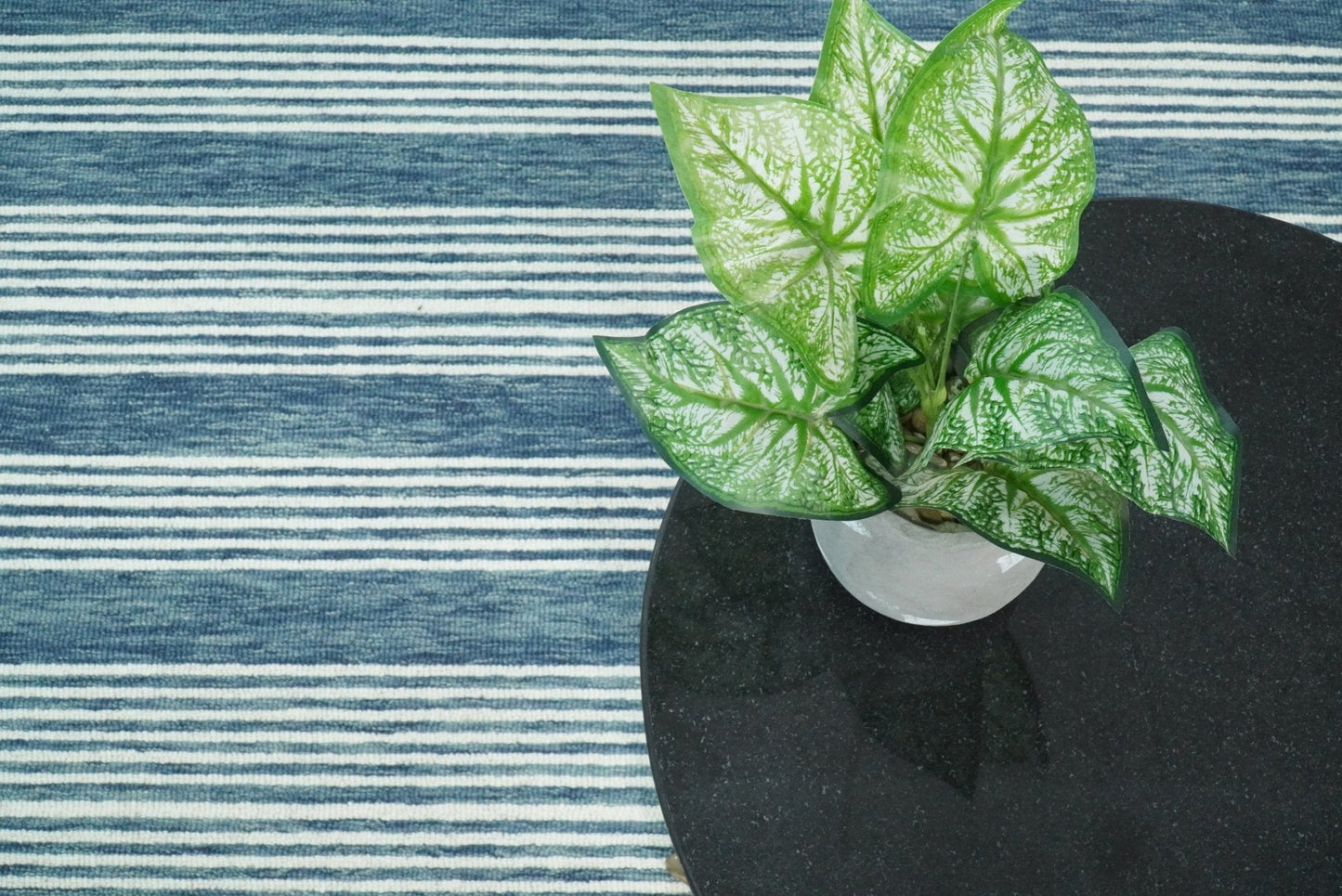 5x8 and 8x10 Hand Made Woolen Modern Stripes White and Blue Area Rug | NAU002 - Nuvé