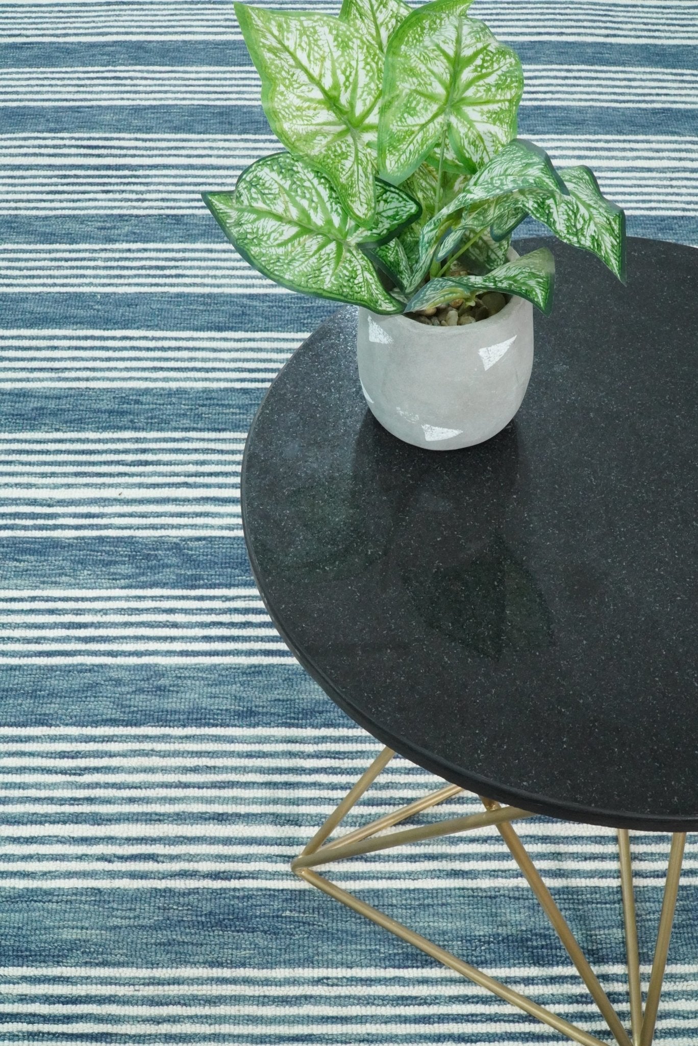 5x8 and 8x10 Hand Made Woolen Modern Stripes White and Blue Area Rug | NAU002 - Nuvé