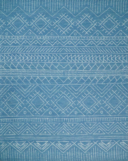5x8 and 8x10 Hand Made Woolen Tribal Solid Blue Area Rug | AZT002 - Nuvé