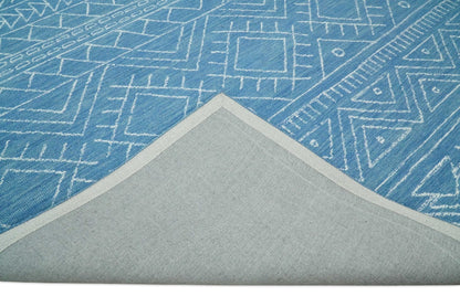 5x8 and 8x10 Hand Made Woolen Tribal Solid Blue Area Rug | AZT002 - Nuvé