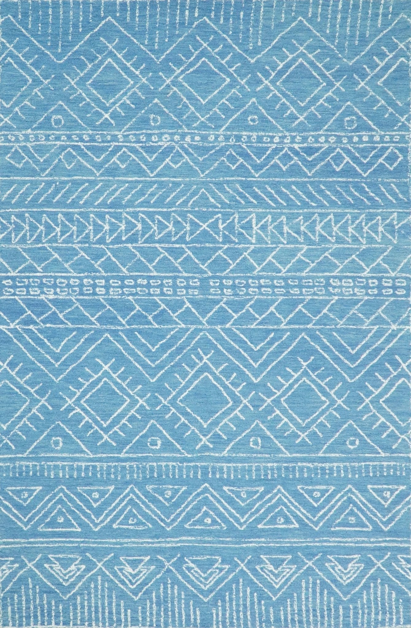 5x8 and 8x10 Hand Made Woolen Tribal Solid Blue Area Rug | AZT002 - Nuvé