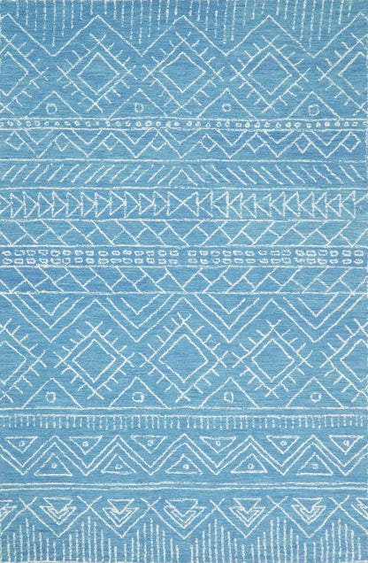 5x8 and 8x10 Hand Made Woolen Tribal Solid Blue Area Rug | AZT002 - Nuvé