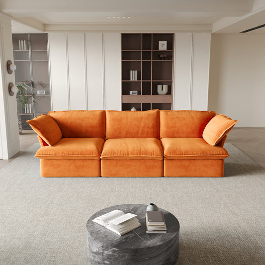 Sabi Modular Boucle Cloud Sofa - Orange - 3-Seater Sofa - Nuvé