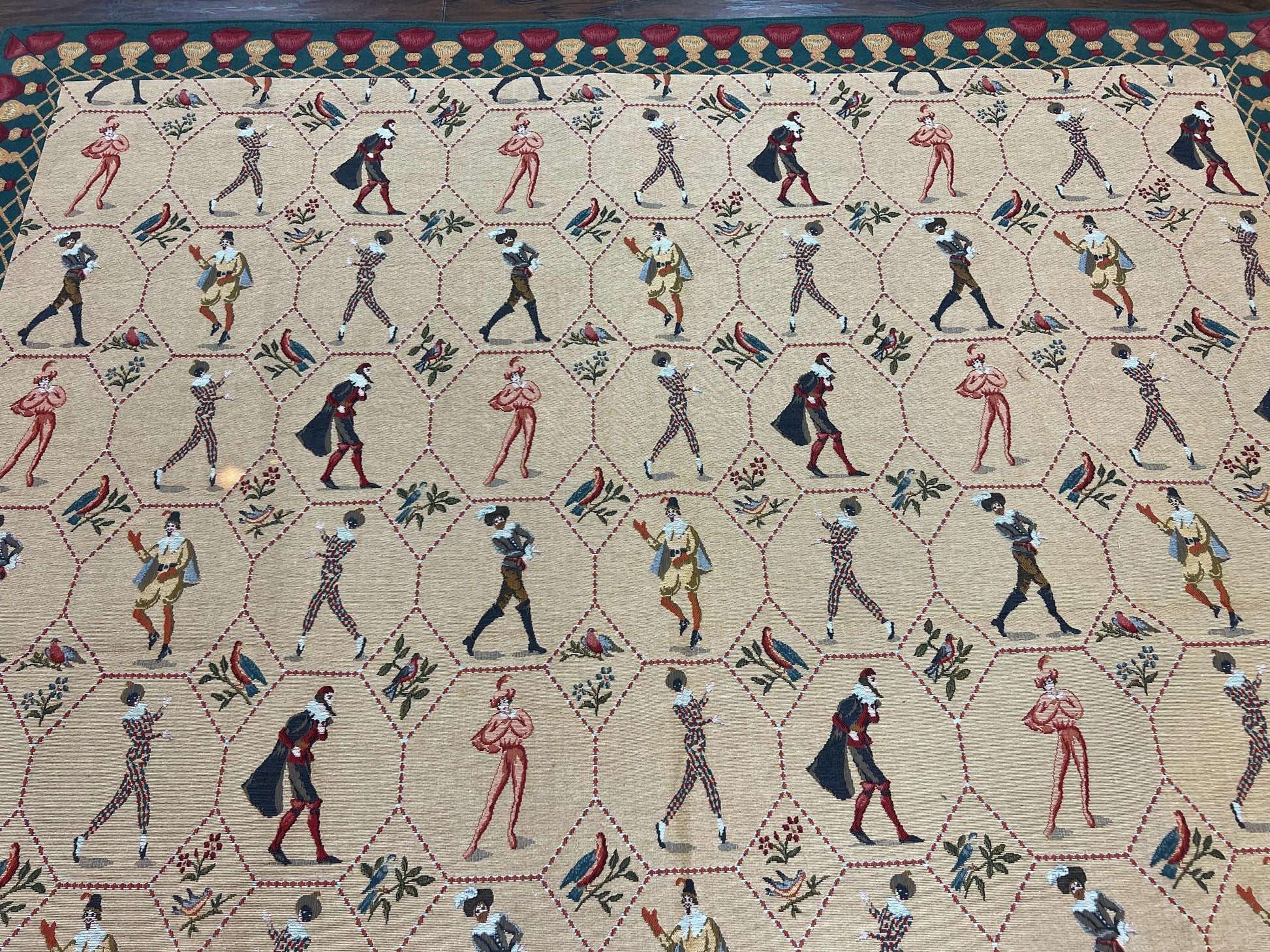 Square Tapestry 5x5, Wall Hanging, Human Pictorials, Court Jesters, Vintage - Nuvé
