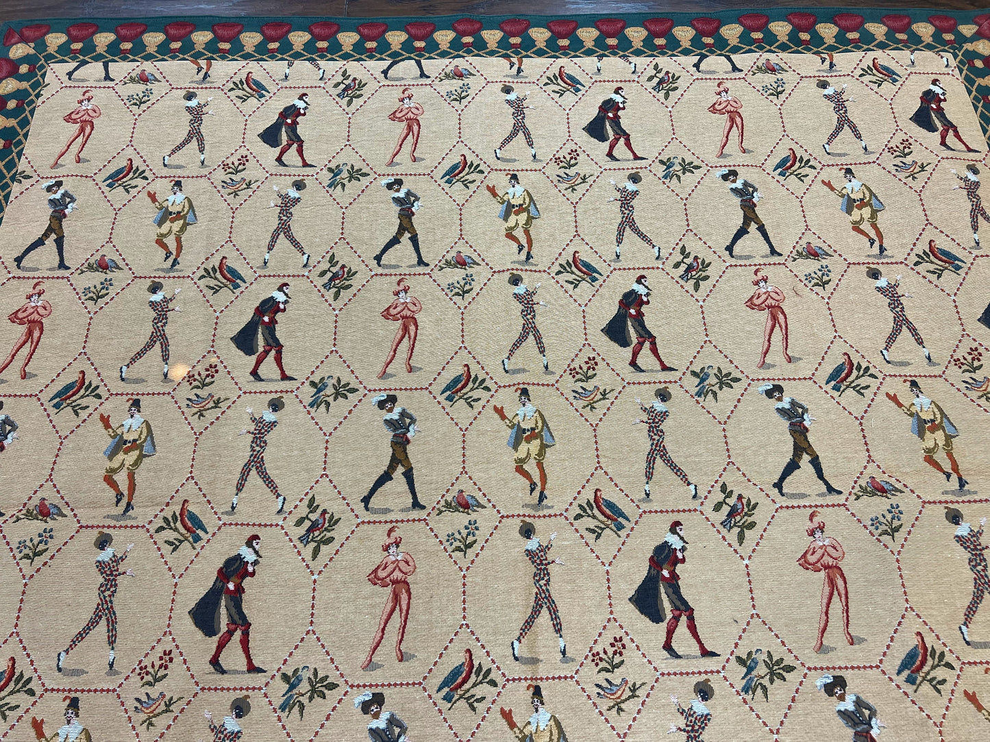 Square Tapestry 5x5, Wall Hanging, Human Pictorials, Court Jesters, Vintage