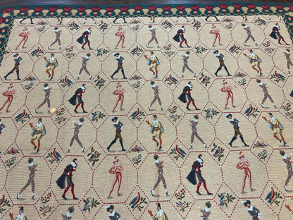 Square Tapestry 5x5, Wall Hanging, Human Pictorials, Court Jesters, Vintage