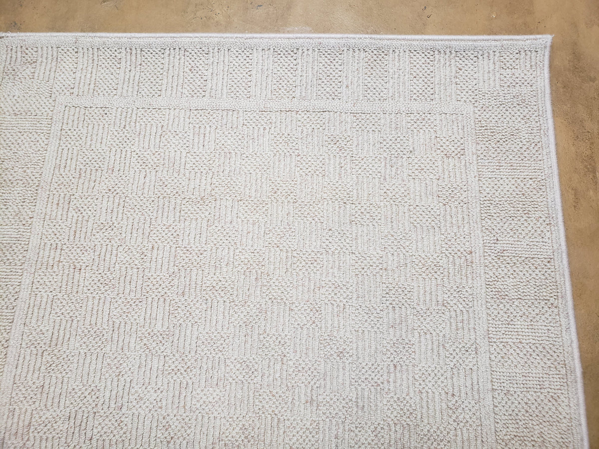 3x5 Karastan Rug Chaumiere Collection, Kara-Loc, Design #291/9866, Creme Color, Textured Squares II Patern, 3'6" x 5' 3" Carpet