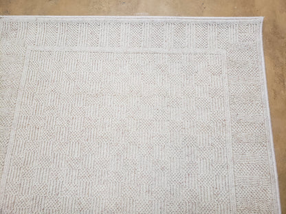 3x5 Karastan Rug Chaumiere Collection, Kara-Loc, Design #291/9866, Creme Color, Textured Squares II Patern, 3'6" x 5' 3" Carpet