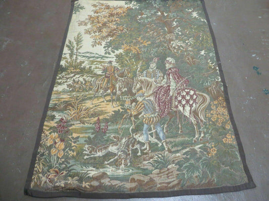 4' X 5' Vintage Tapestry Belgium Hand Loomed Victorian Nice 90f - Nuvé