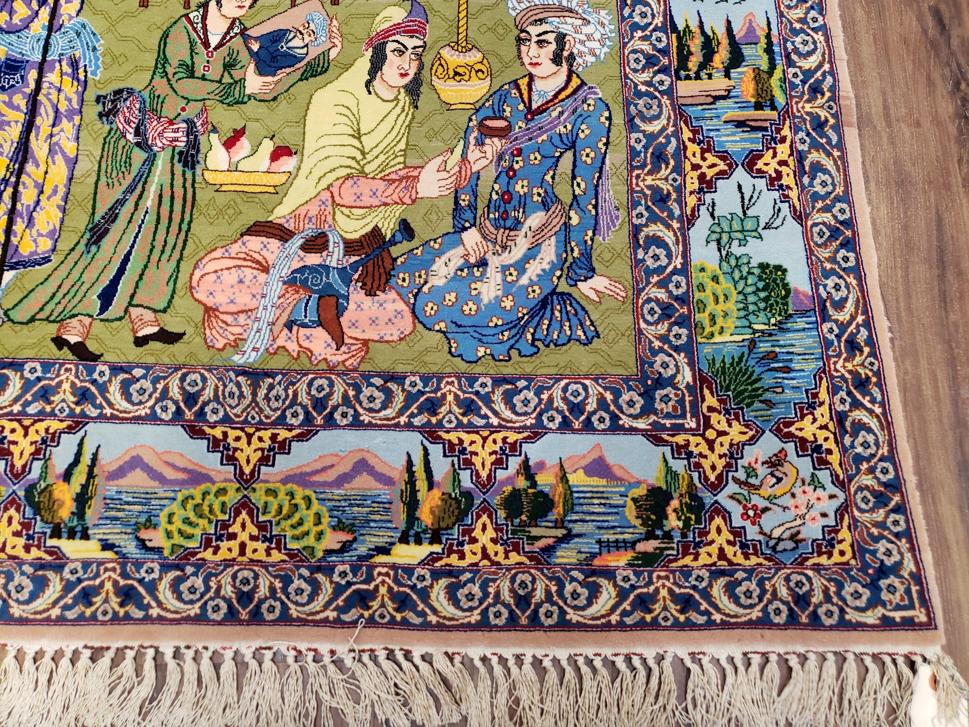 Persian Isfahan Pictorial Rug 3x5 – Kork Wool on Silk - Nuvé