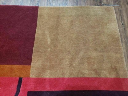 8' X 10' Tibetan Nepal Art Deco Hand Knotted Wool Rug Modern Contemporary Nice - Nuvé