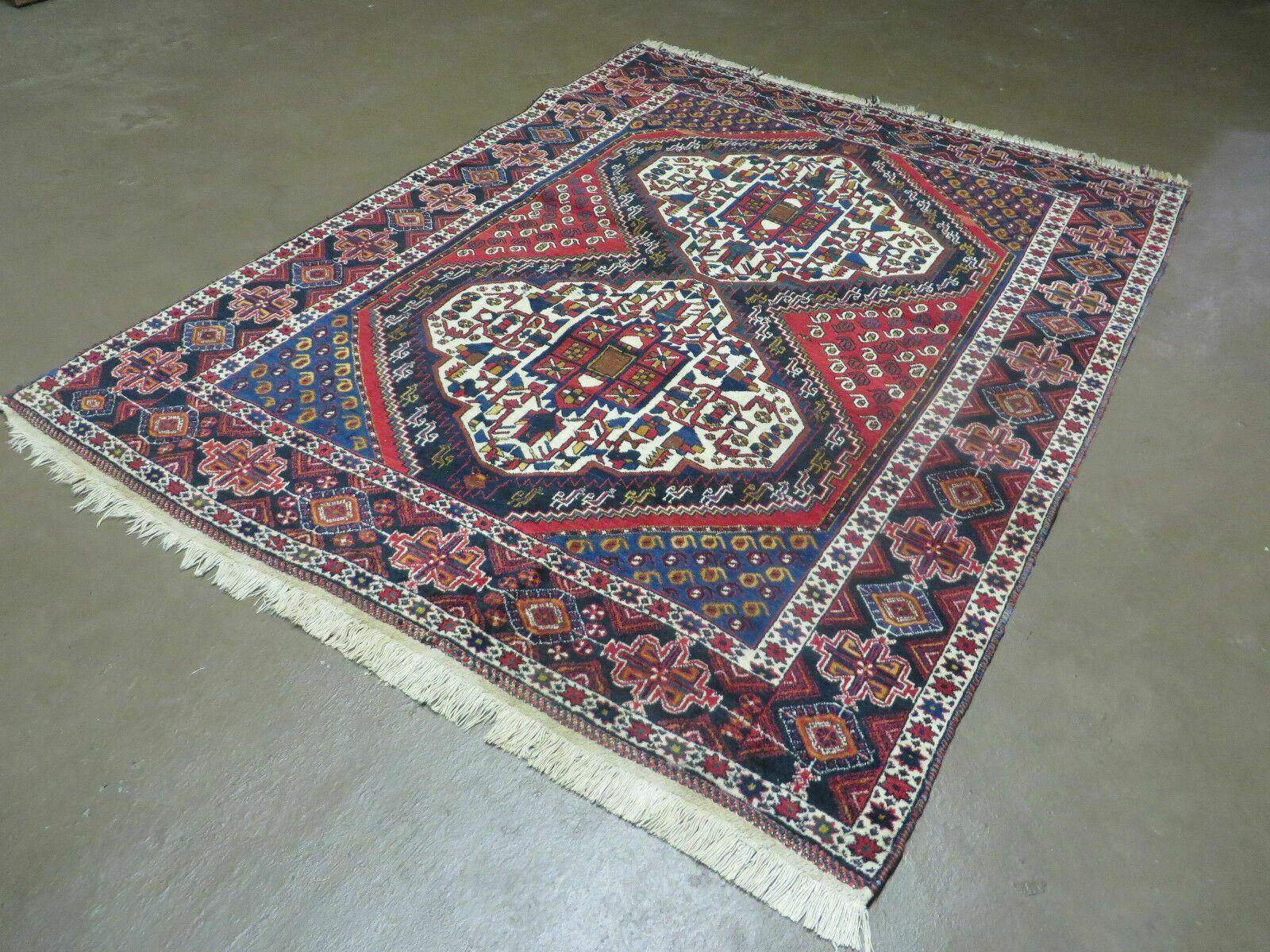 4' X 5.5' Vintage Handmade Turkish Tribal Wool Rug Medallion Nice - Nuvé