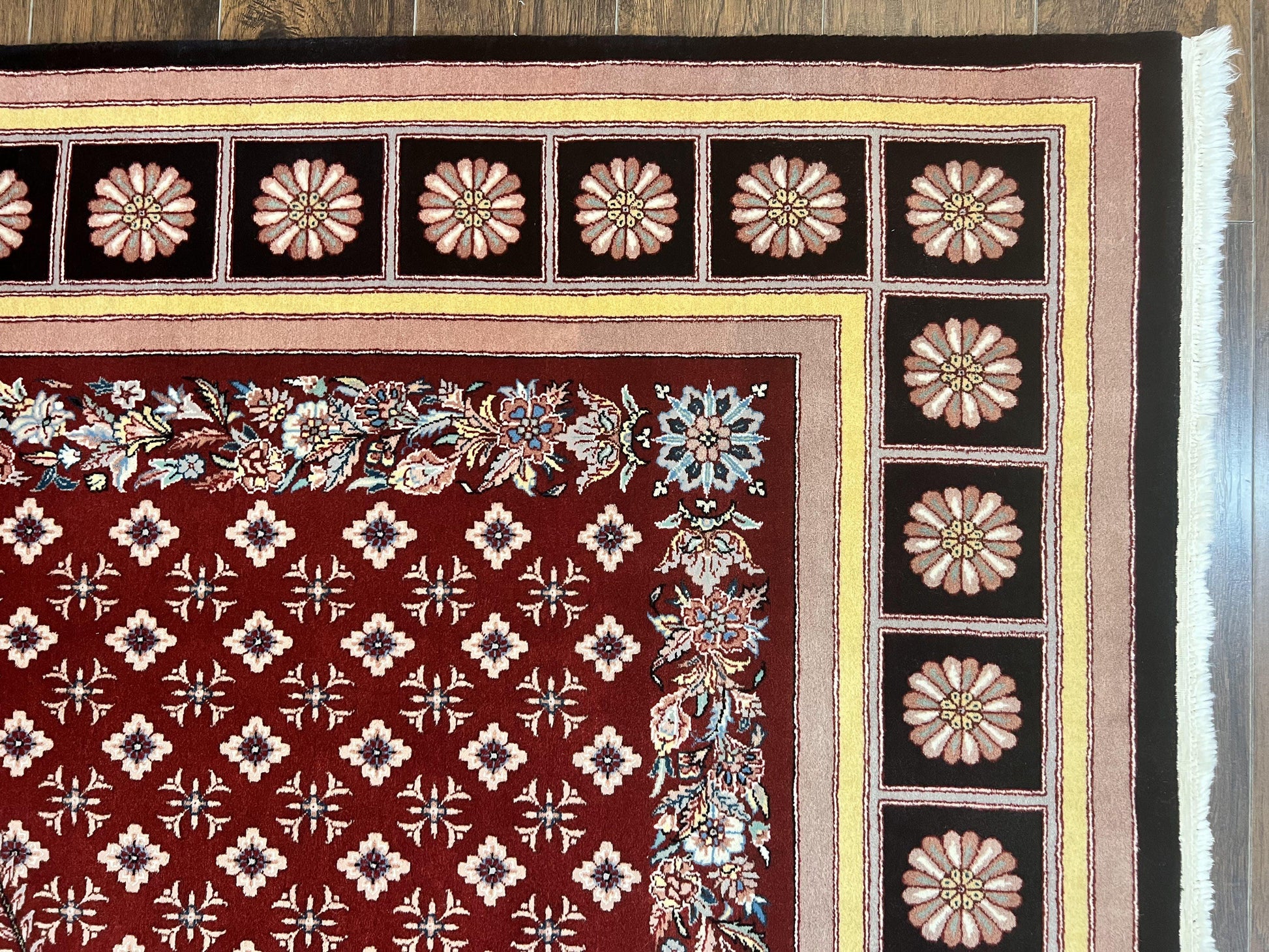 Pakistani Rug 6x9, European Aubusson Design, Wool Handmade Vintage Carpet, Dark Red, 6 x 9 Medium Sized Rug - Nuvé