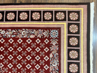 Pakistani Rug 6x9, European Aubusson Design, Wool Handmade Vintage Carpet, Dark Red, 6 x 9 Medium Sized Rug - Nuvé