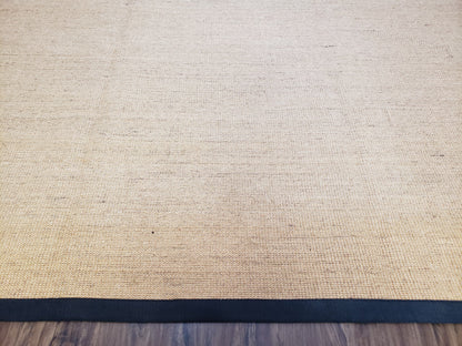 Jute Rug 8x10, Natural Jute Fiber Area Rug, Natural Sisal Area Rug with Black Border, 8x10 Carpet, Solid Jute Rug 8 x 10, Farmhouse Rug