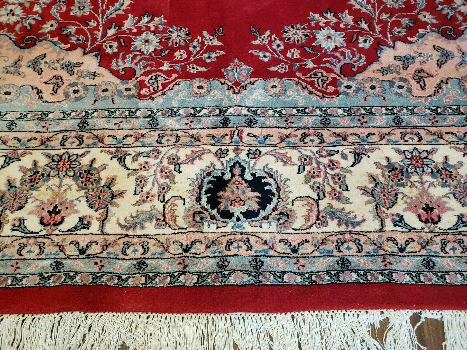 9' X 12' Vintage Handmade India Medallion Wool Rug Vegetable Dyes Nice Red - Nuvé
