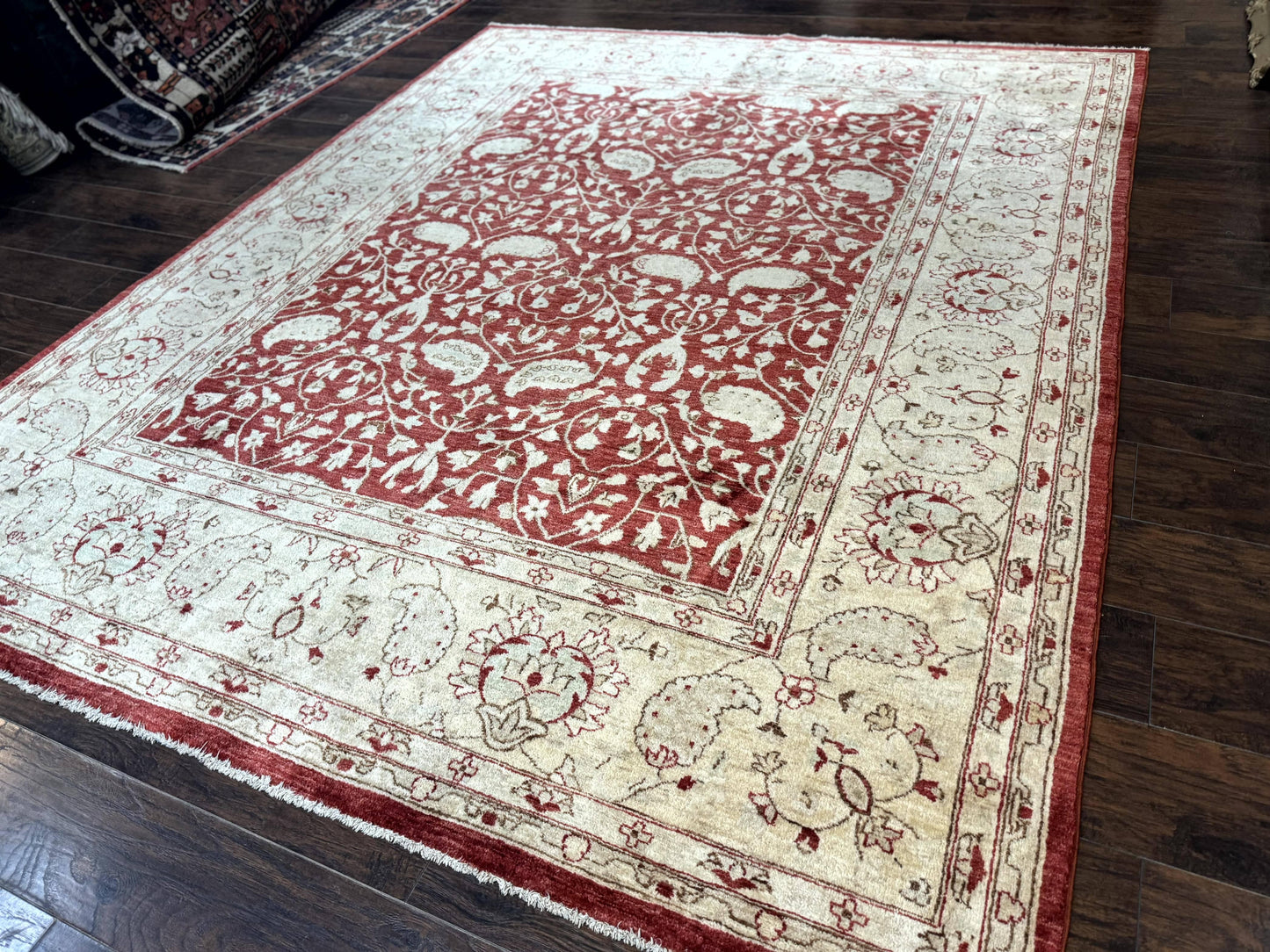 Pakistani Chobi Rug 8x10, Red, Handmade - Nuvé