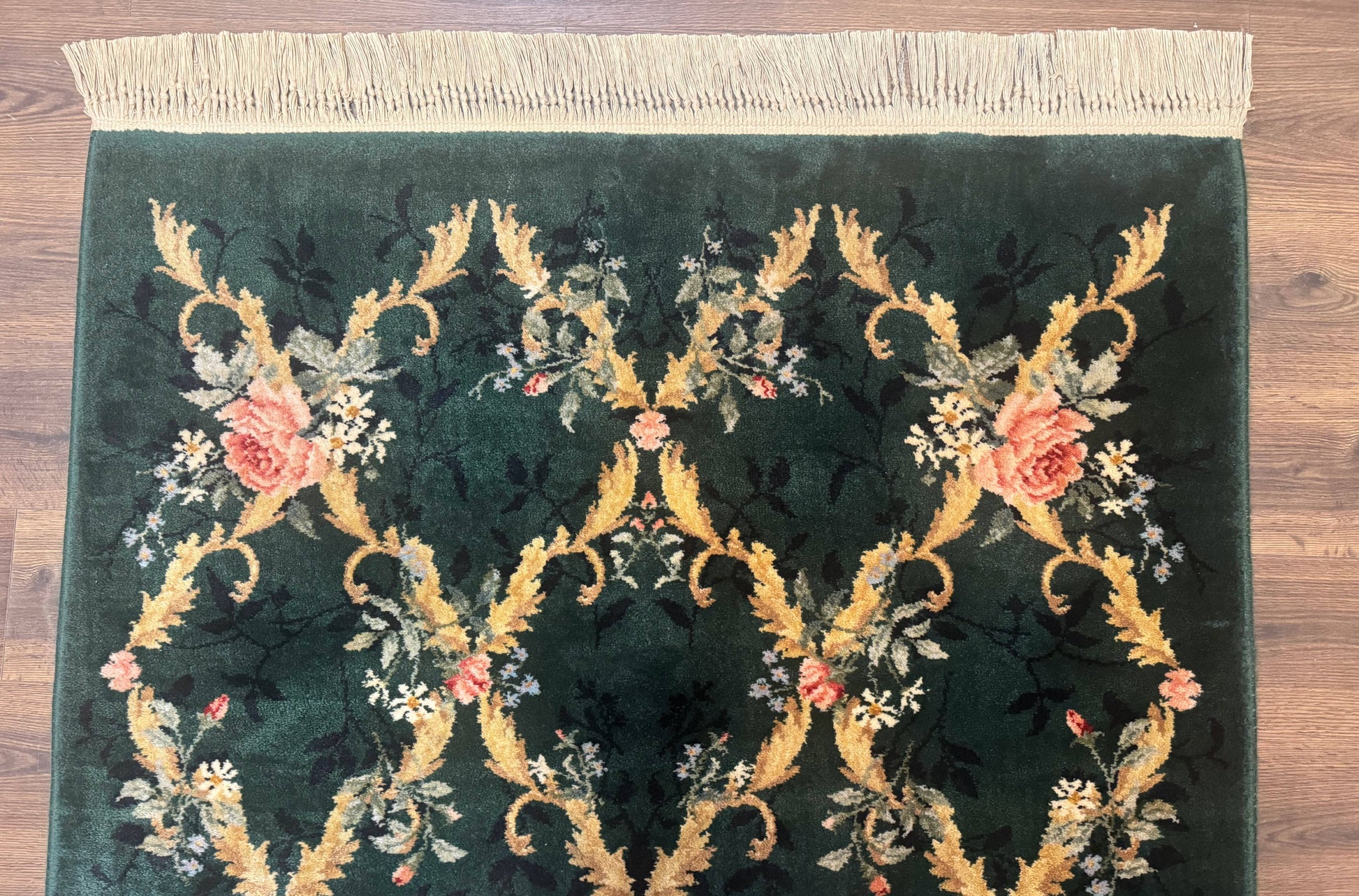 Karastan Garden of Eden Rug 4x6, Green Savonnerie 509/1733, Original Discontinued Vintage Karastan Carpet - Nuvé