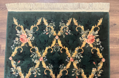 Karastan Garden of Eden Rug 4x6, Green Savonnerie 509/1733, Original Discontinued Vintage Karastan Carpet - Nuvé