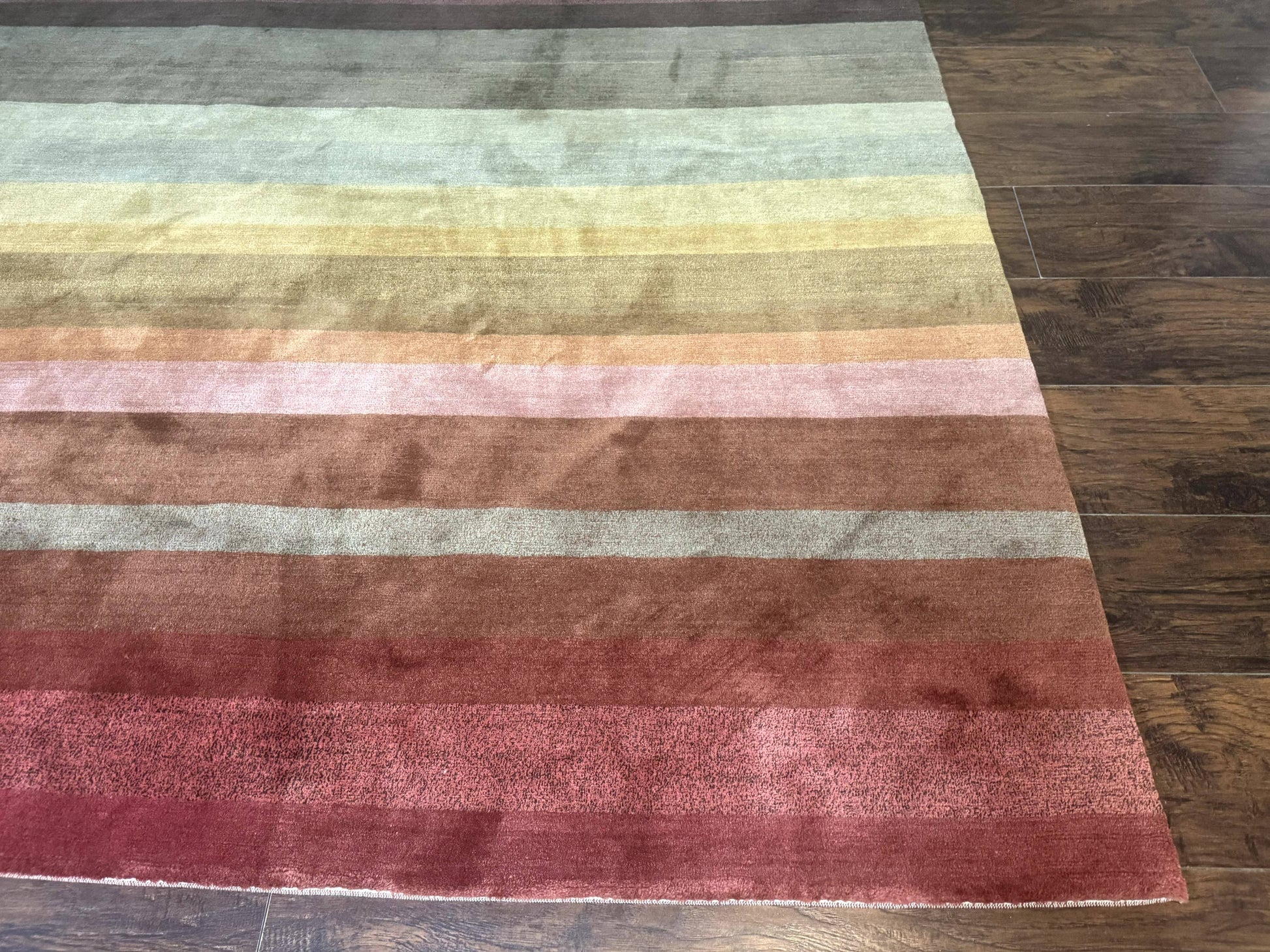 Modern Persian Gabbeh Rug 8x10, Multicolor Stripes, Soft Thick Wool Pile - Nuvé