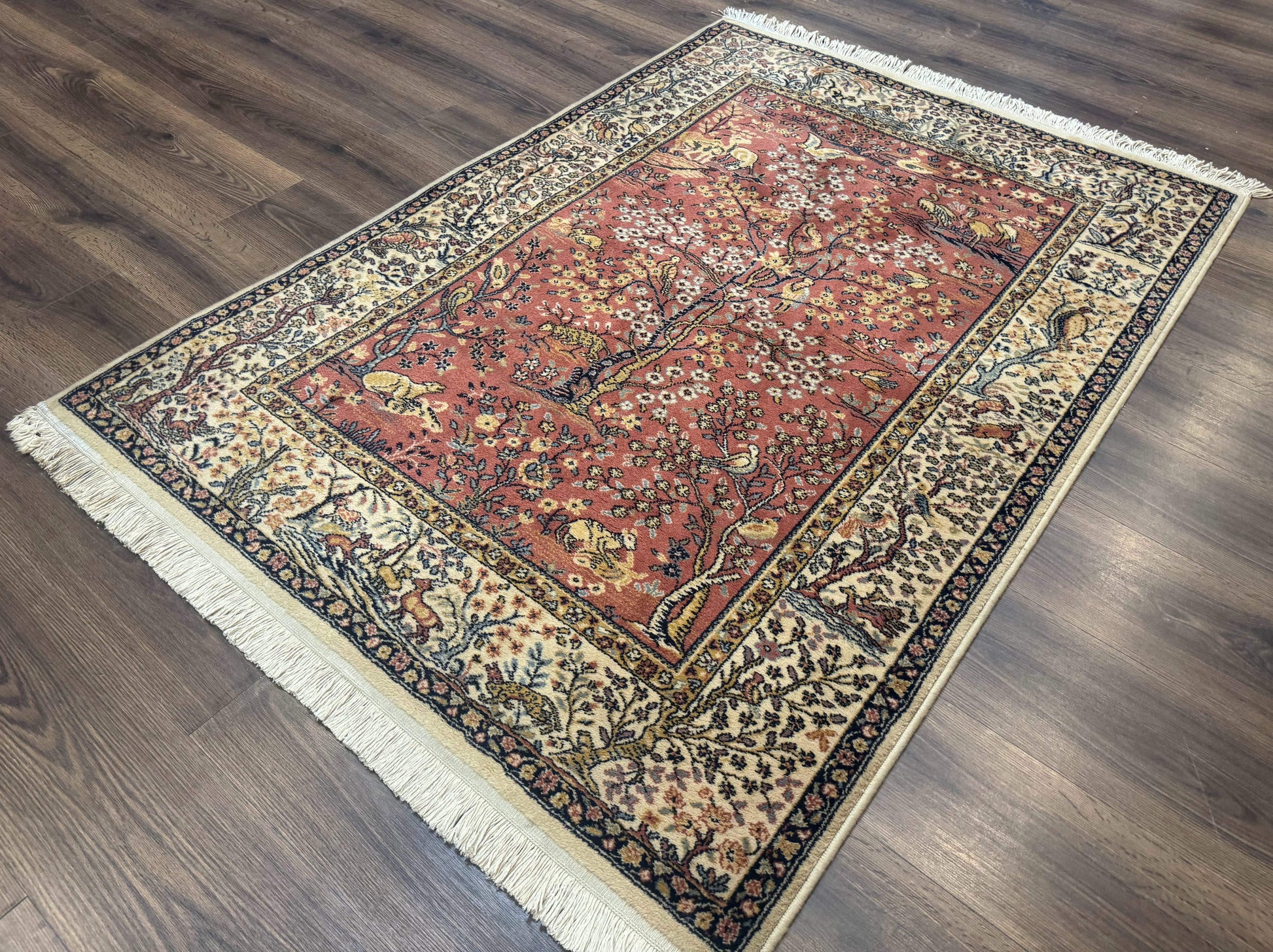 Persian Wool Rug 4x6, Tree of Life Animal Pictorials, Vintage, Power Loomed Ardakan Rug - Nuvé