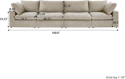 Nuvé® Solace Modular Bouclé Cloud Sofa - Khaki - 4-Seater Sofa - Nuvé