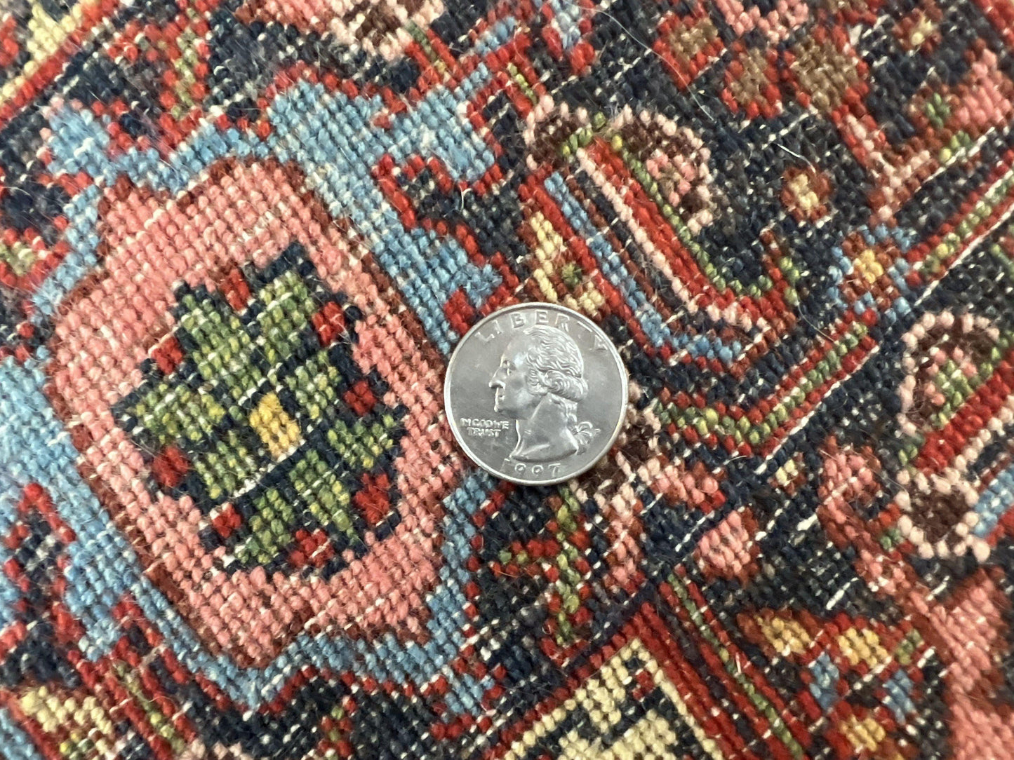 Antique Persian Bidjar Rug 5x7, Repeated Allover Herati Pattern, Red, Handmade Wool Carpet - Nuvé