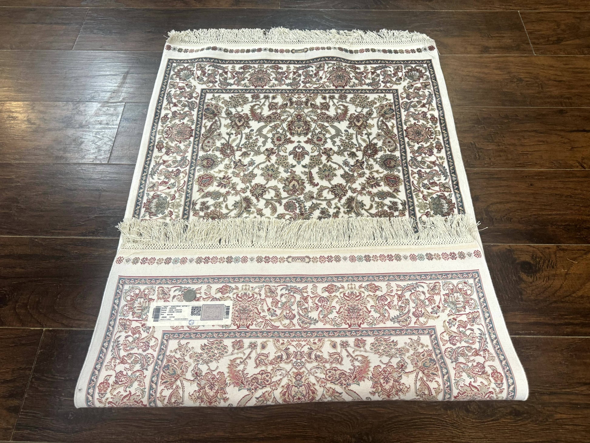 Small Turkish Silk Rug 2.6 x 4, Ivory, Allover Design, Bamboo Silk - Nuvé