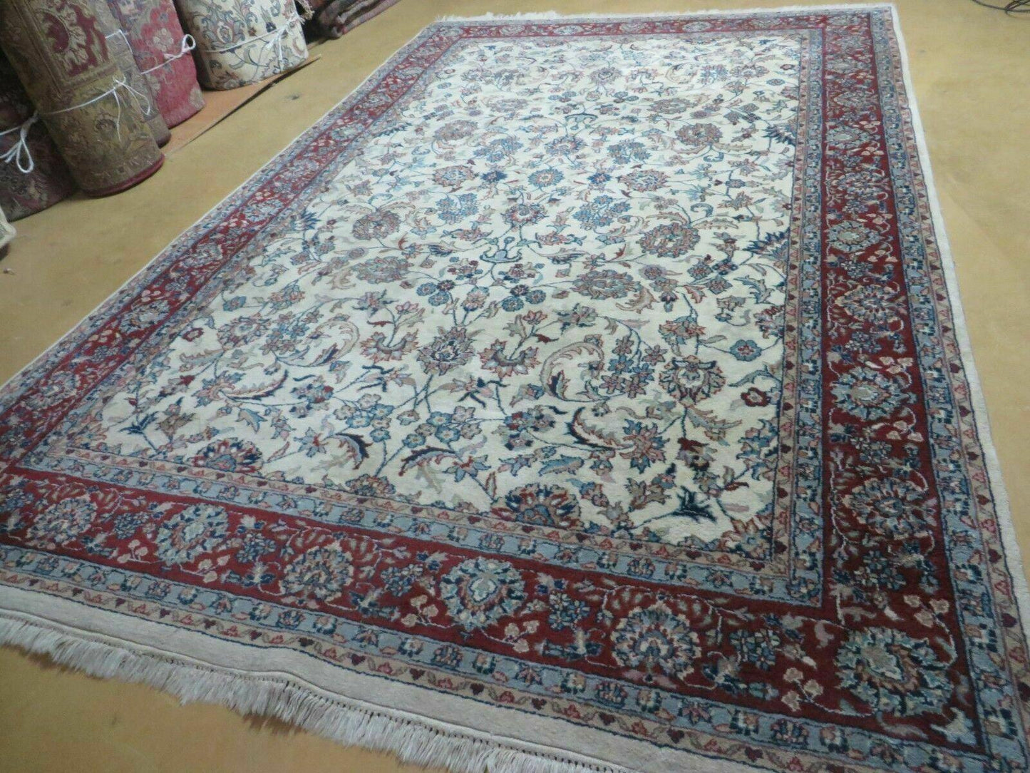 6' X 9' Vintage Handmade Fine Chinese Floral Oriental Wool Rug Carpet Beige - Nuvé