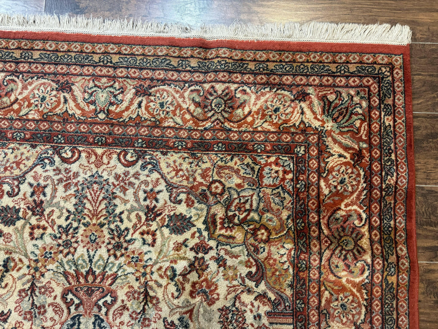 Antique Persian Rug 5x7, Allover Floral with Vases, Beige and Red, Belgian Power Loomed Rug, Vintage - Nuvé