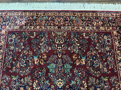 5.9 x 9 Karastan Rug Red Sarouk Rug #785, 100% Wile Pile Carpet, Original 700 Series, Vintage - Nuvé
